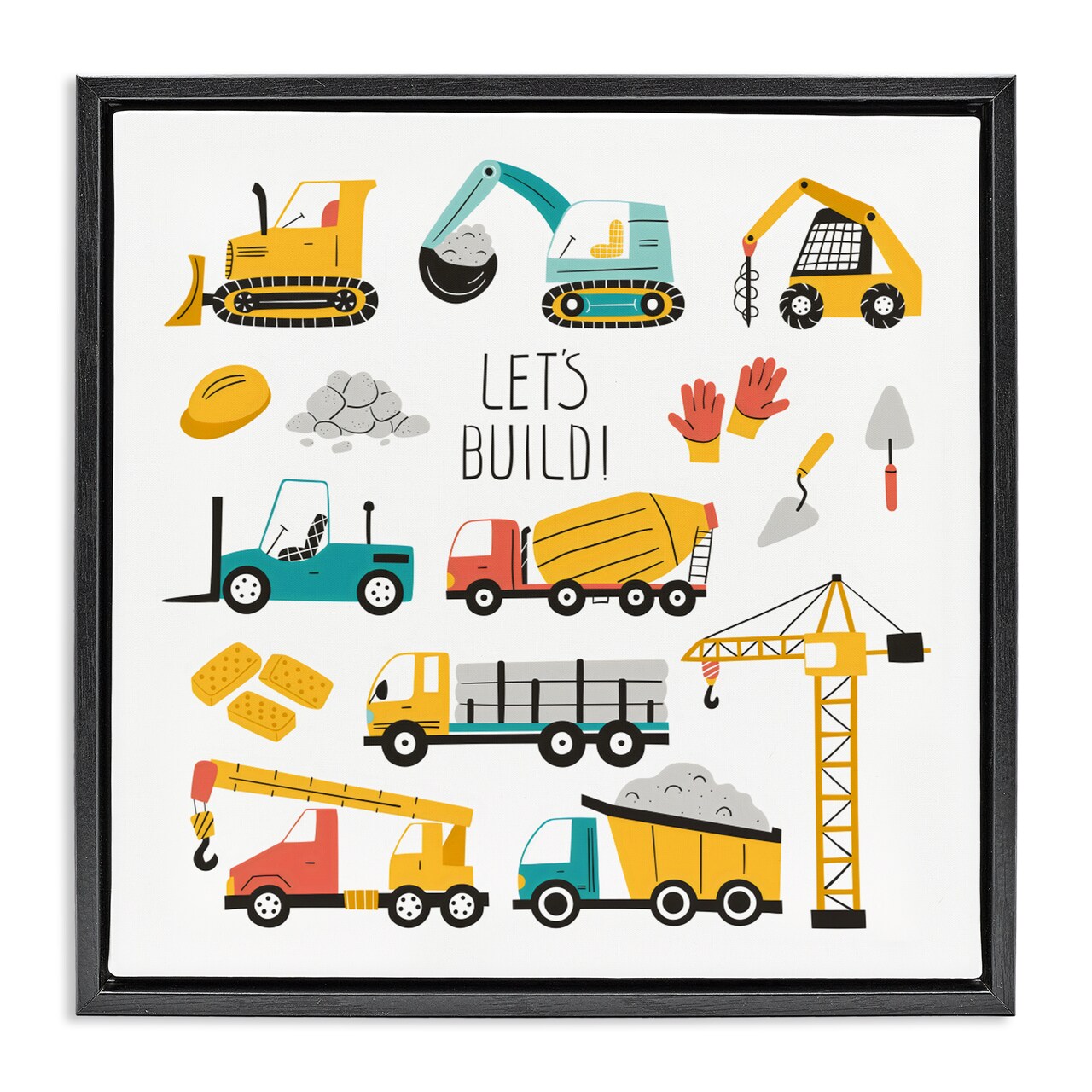 Stupell Industries Let's Build Various Construction Trucks Floating Frame, design by Creative Studio